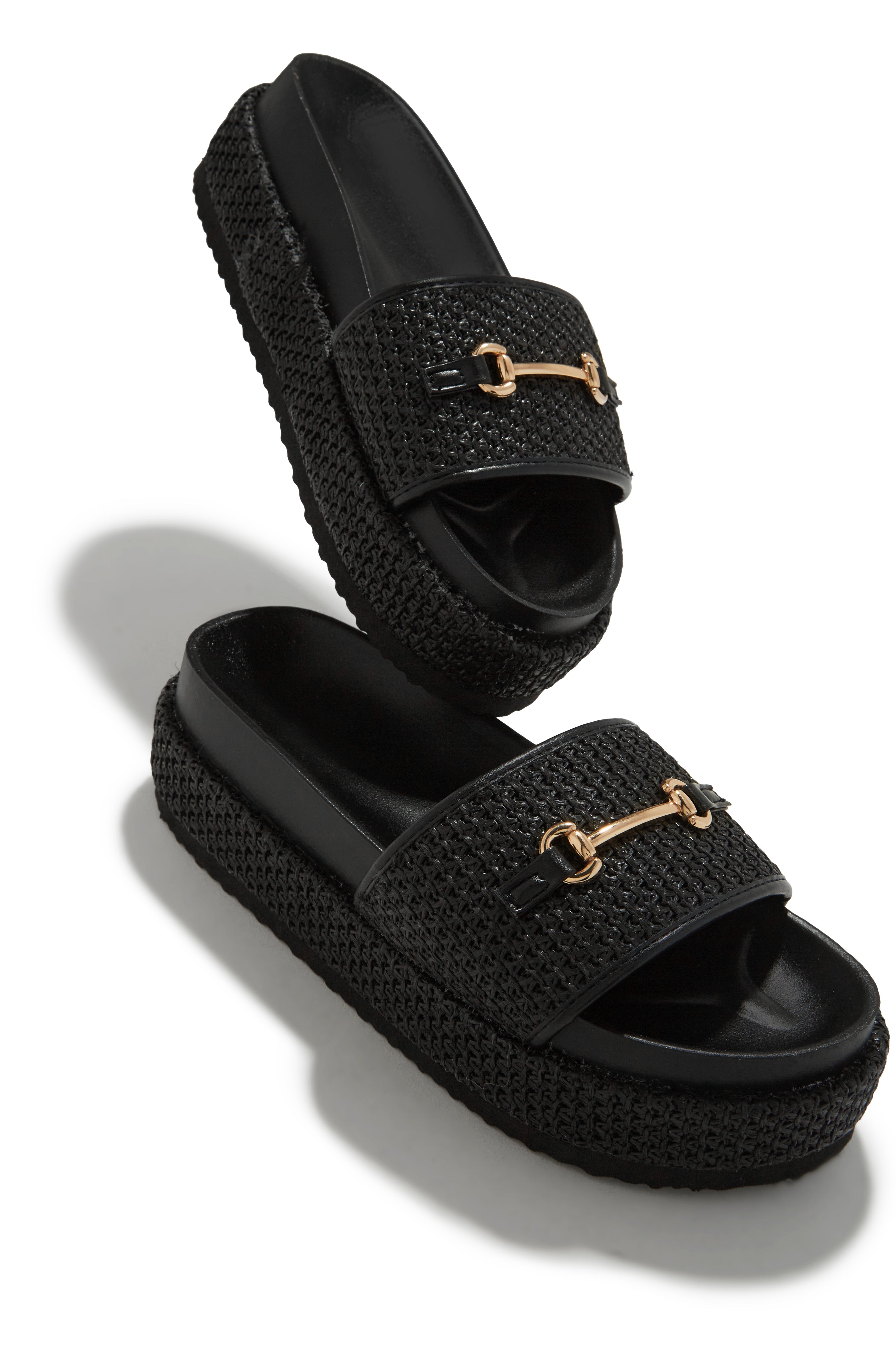 Polina Platform Slip On Sandals - Black-Laseno.All Rights Reserved.