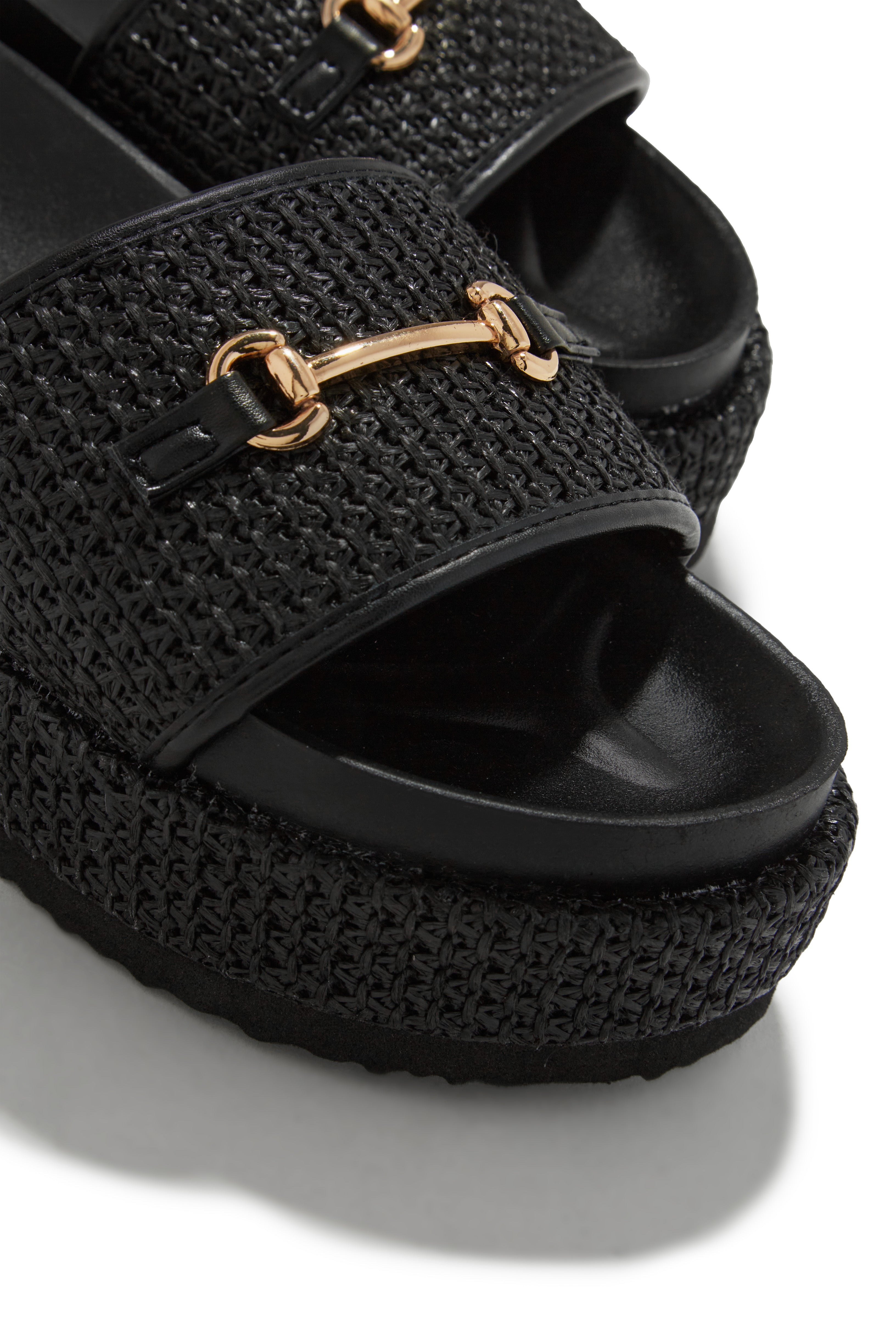 Polina Platform Slip On Sandals - Black-Laseno.All Rights Reserved.