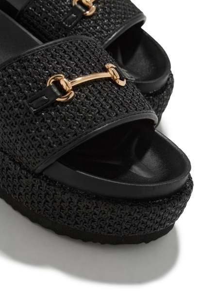 Polina Platform Slip On Sandals - Black-Laseno.All Rights Reserved.
