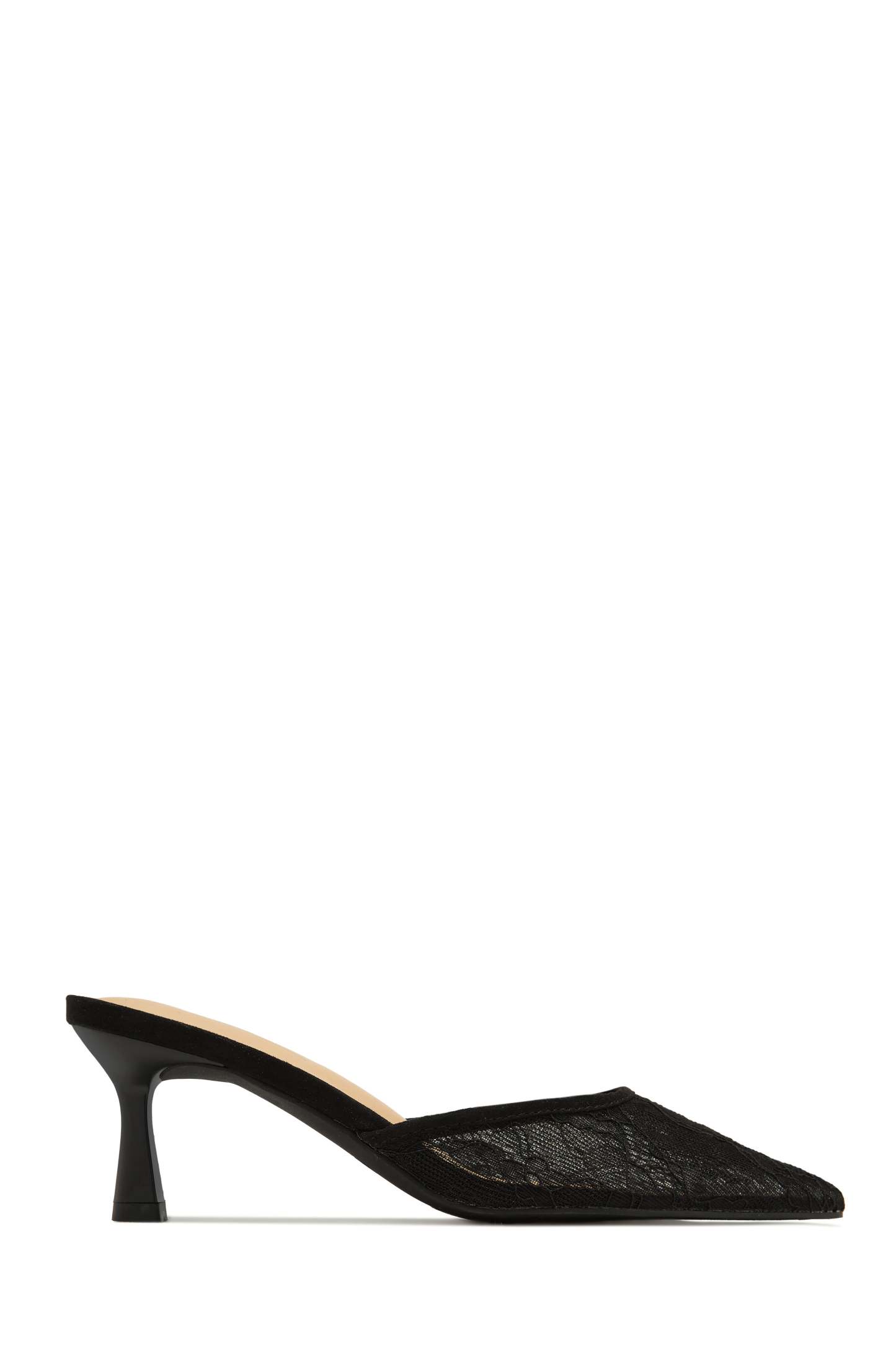 Madelyn Pointed Toe Mid Heel Mules - Cherry-Laseno.All Rights Reserved.