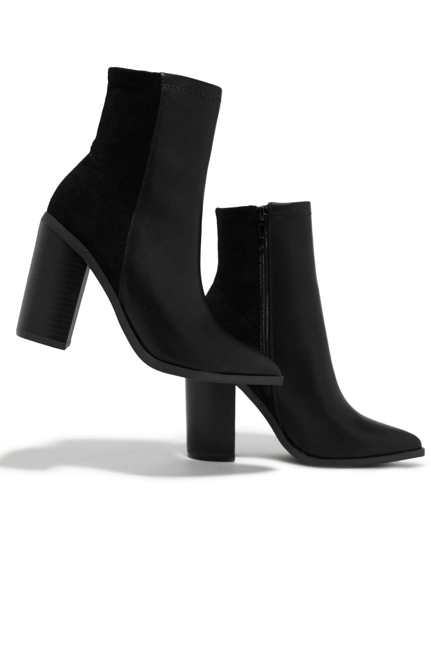 Triumph Block Heel Ankle Boots - Black-Laseno.All Rights Reserved.