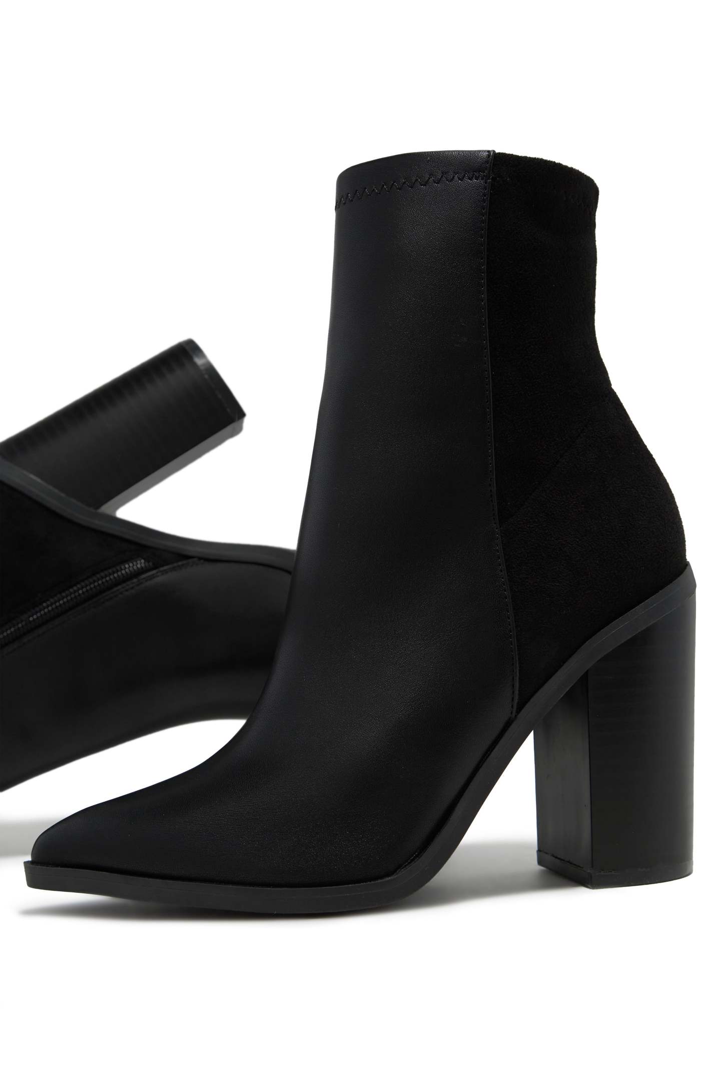 Triumph Block Heel Ankle Boots - Black-Laseno.All Rights Reserved.