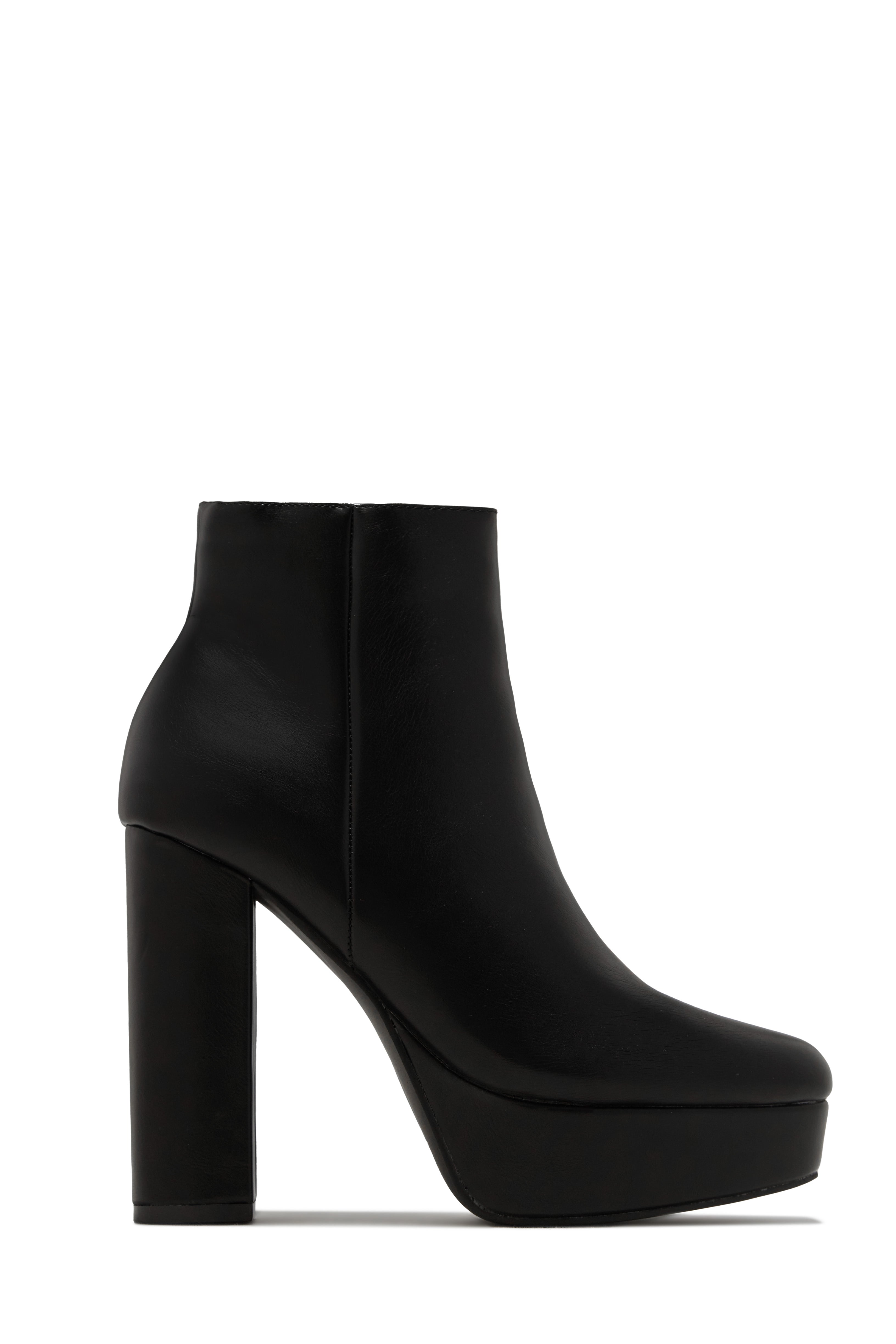 Oaklynn Platform Ankle Boots - Black PU-Laseno.All Rights Reserved.