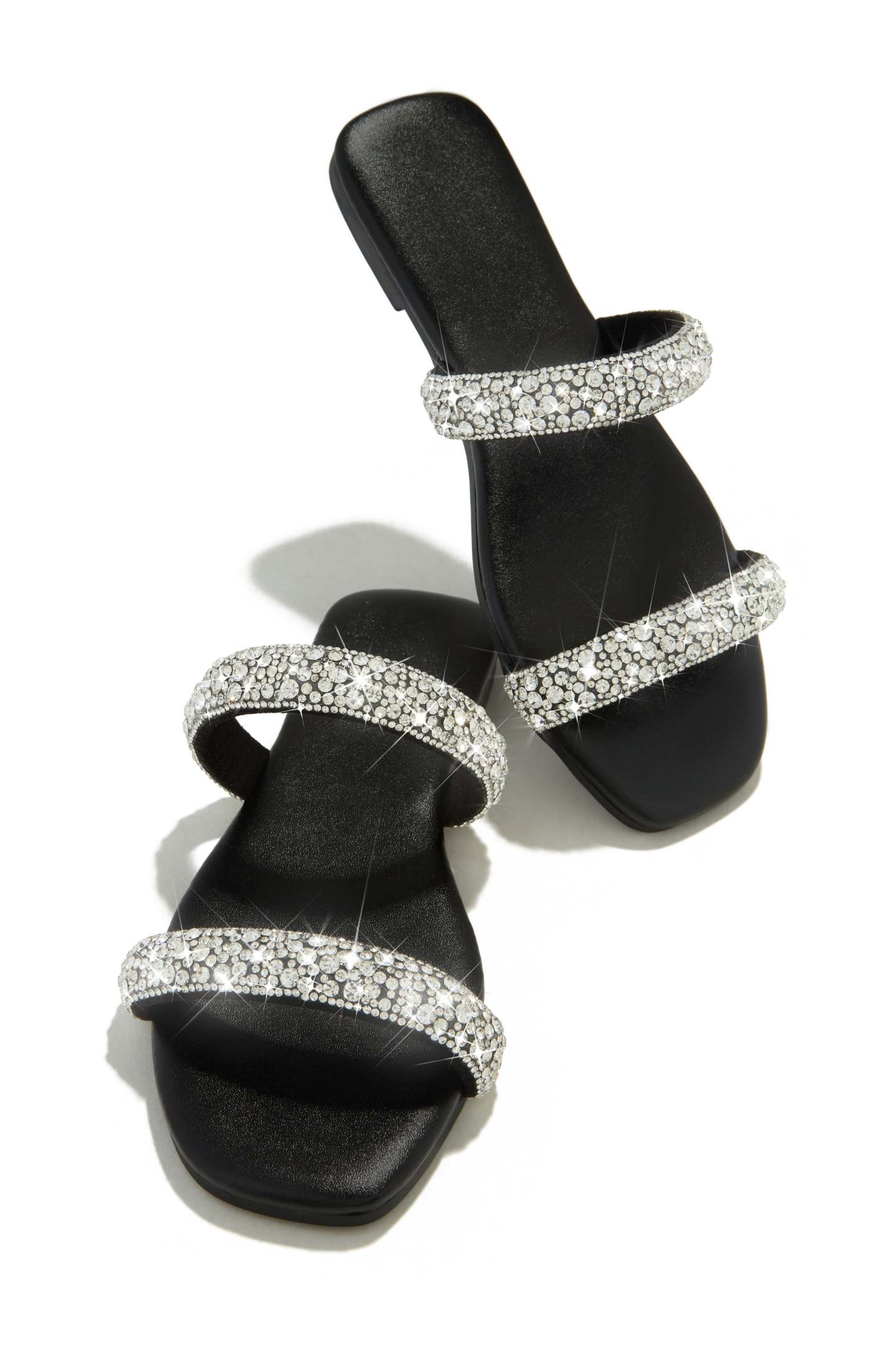 Natalia Embellished Slip On Sandals - Silver-Laseno.All Rights Reserved.