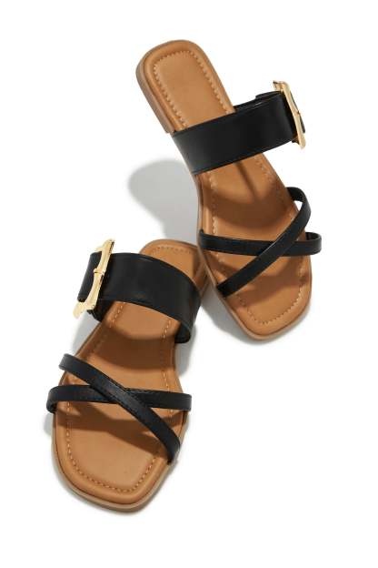 Turks & Caicos Slip On Sandals - Black-Laseno.All Rights Reserved.