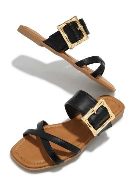 Turks & Caicos Slip On Sandals - Black-Laseno.All Rights Reserved.