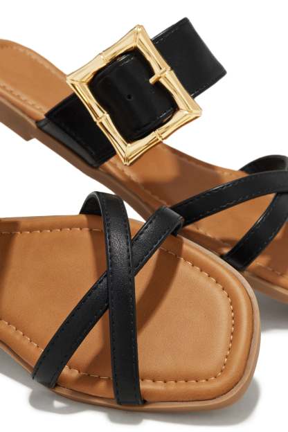 Turks & Caicos Slip On Sandals - Black-Laseno.All Rights Reserved.