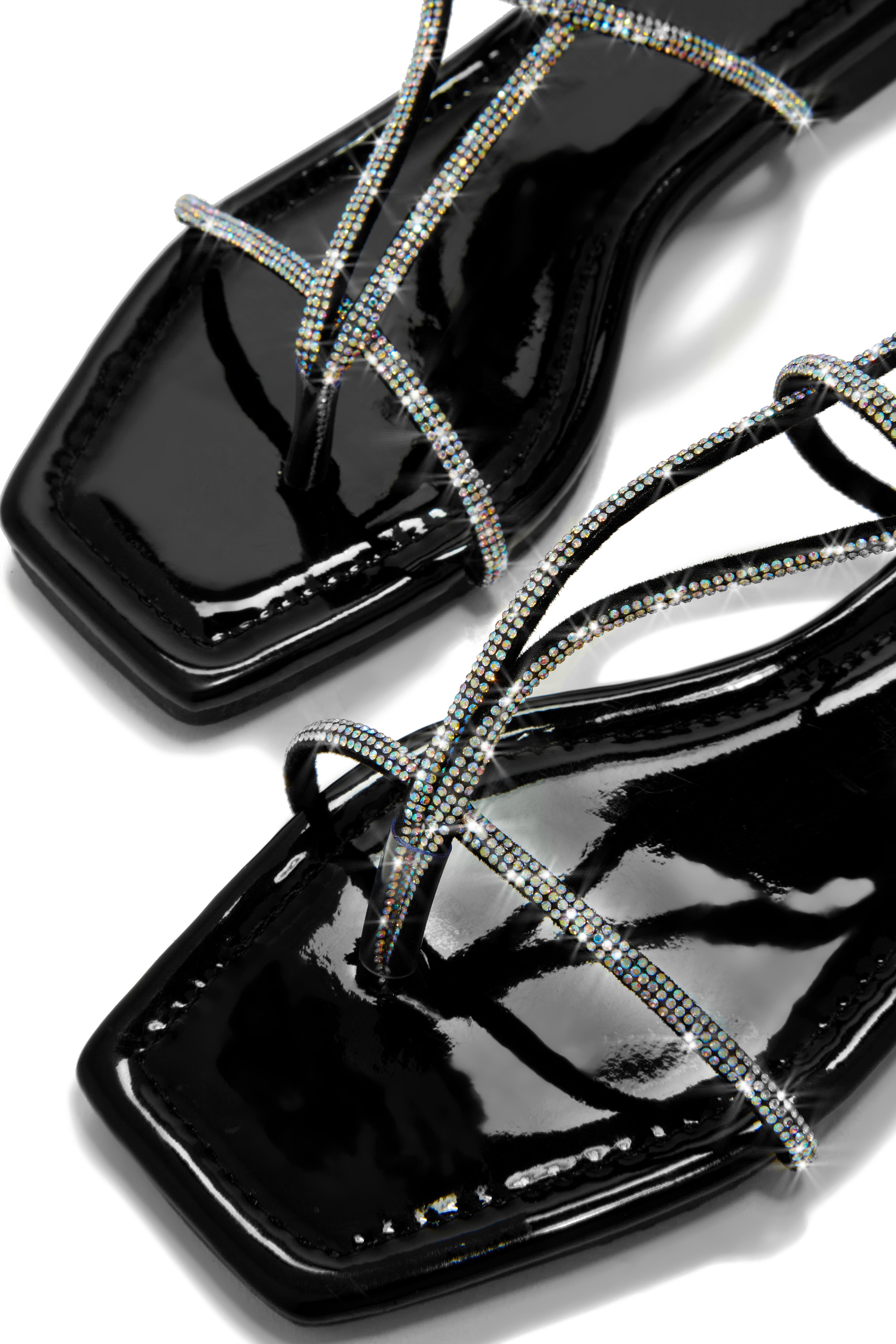 Luxury Oasis Embellished Lace Up Sandals - Black-Laseno.All Rights Reserved.