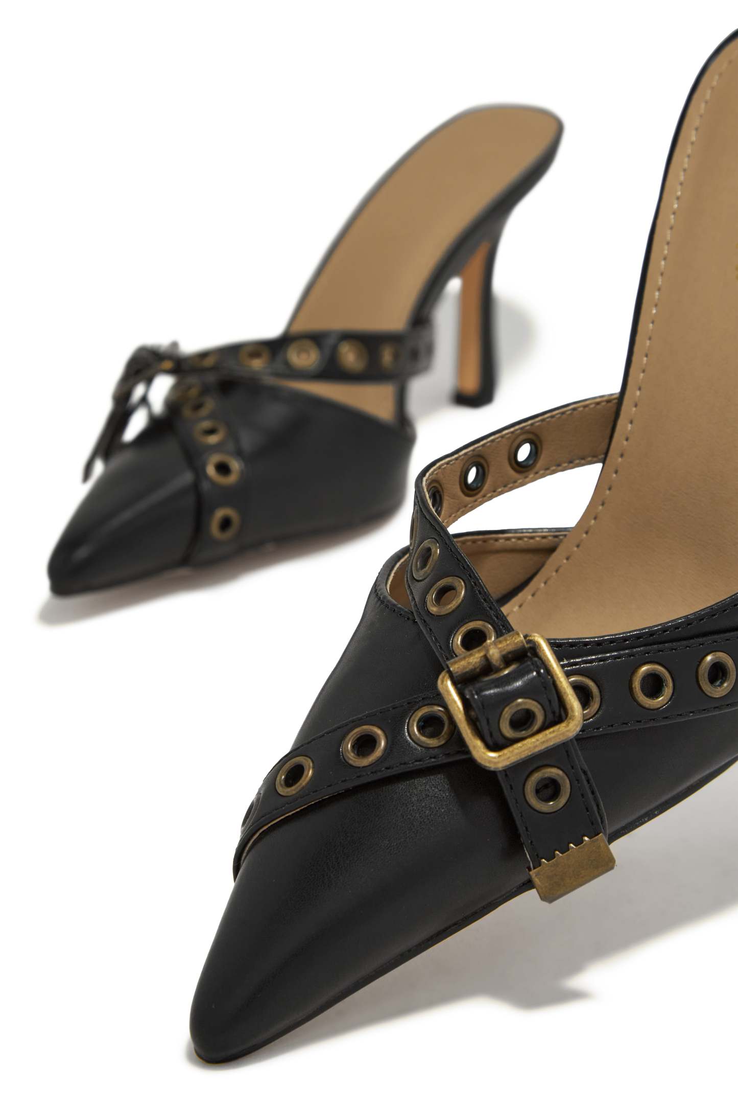 Tamra Mule Heel Pumps - Black-Laseno.All Rights Reserved.