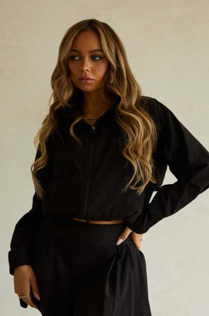 Set Your Goals Active Long Sleeve Jacket - Black-Laseno.All Rights Reserved.