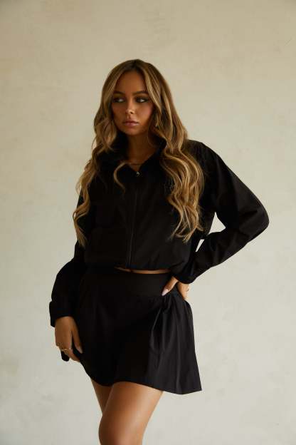 Set Your Goals Active Long Sleeve Jacket - Black-Laseno.All Rights Reserved.