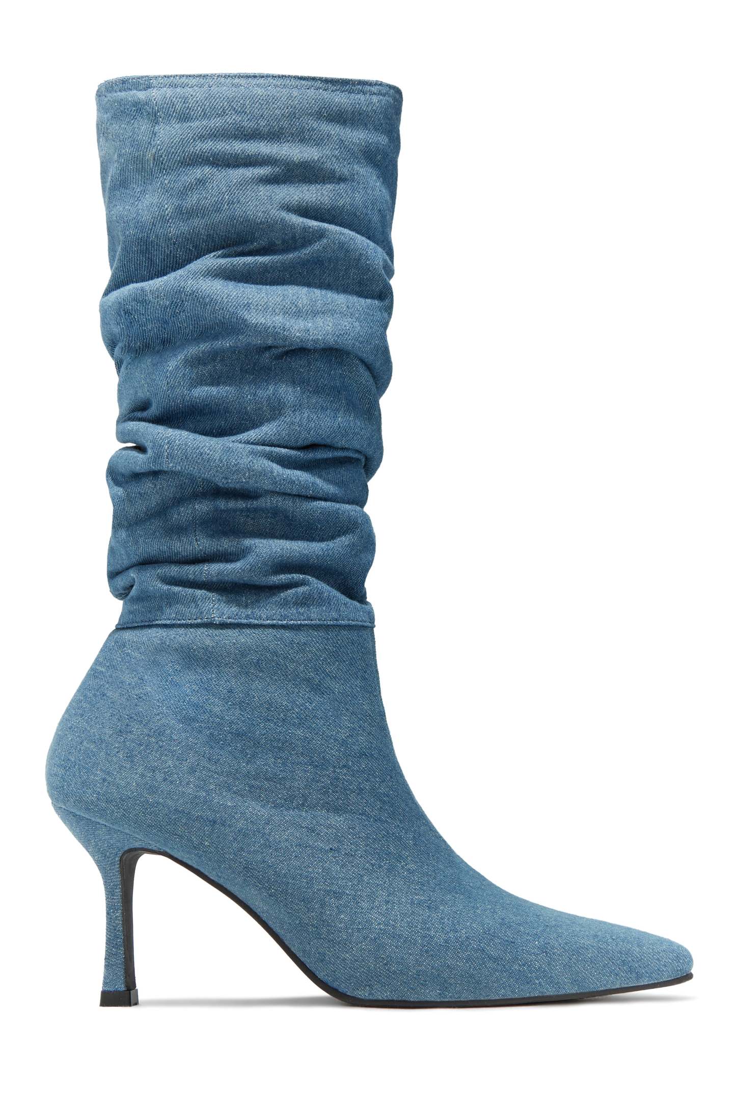 Lolita Slouched Knee High Boots - Denim-Laseno.All Rights Reserved.