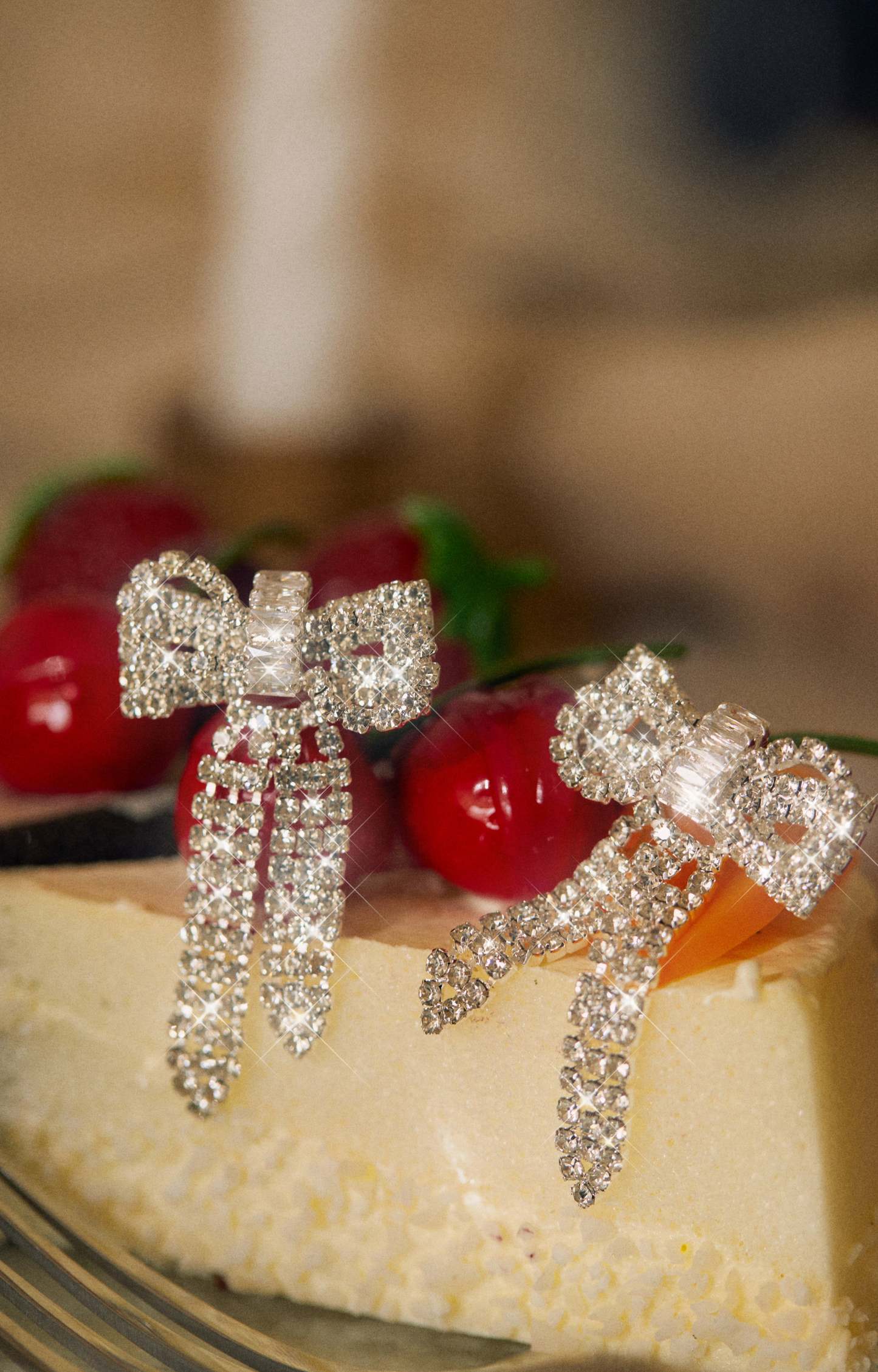 Picture Perfect Embellished Bow Tie Earring - Silver-Laseno.All Rights Reserved.