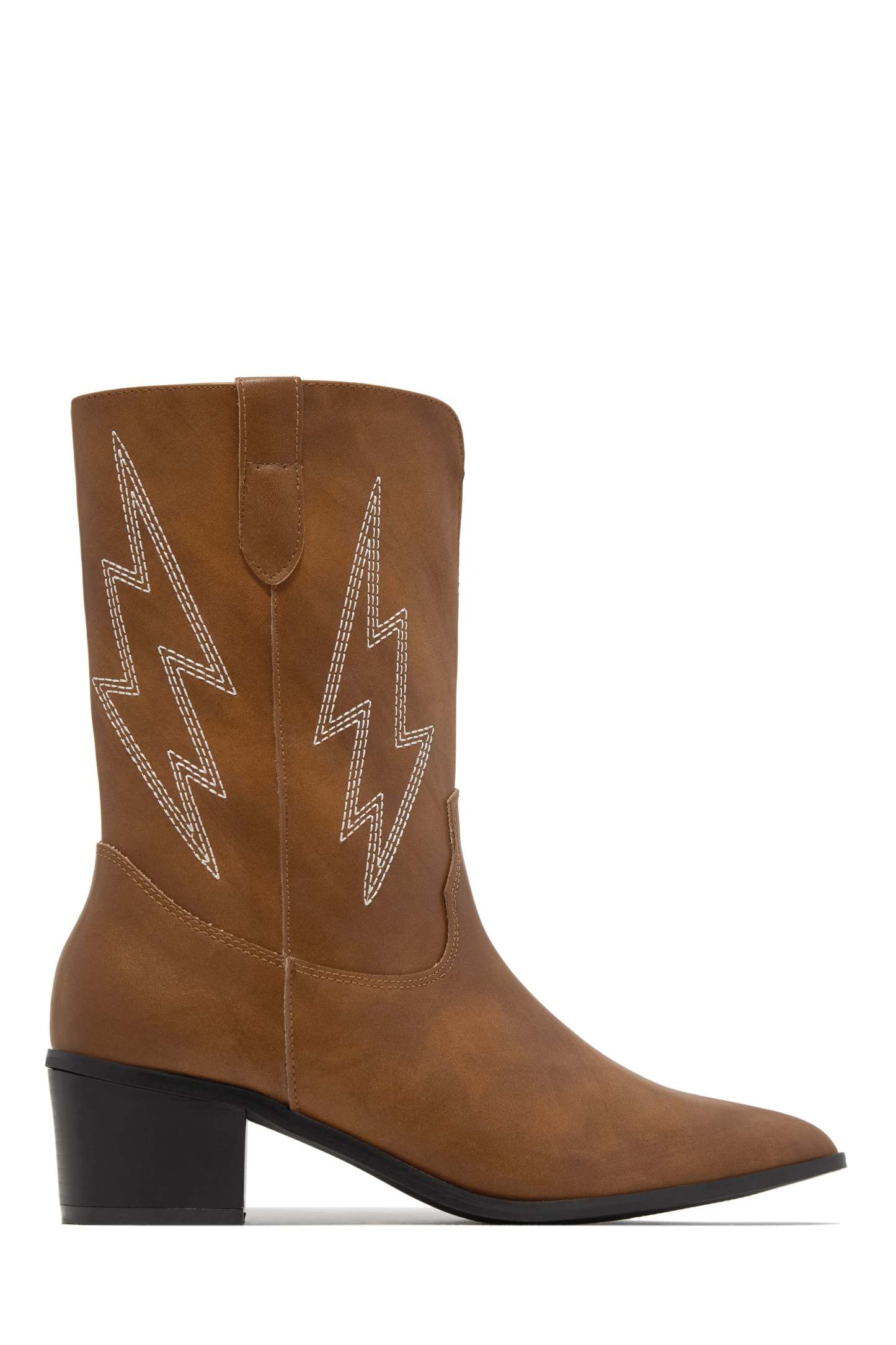 Mainstage Moment Stacked Heel Boots - Cognac-Laseno.All Rights Reserved.