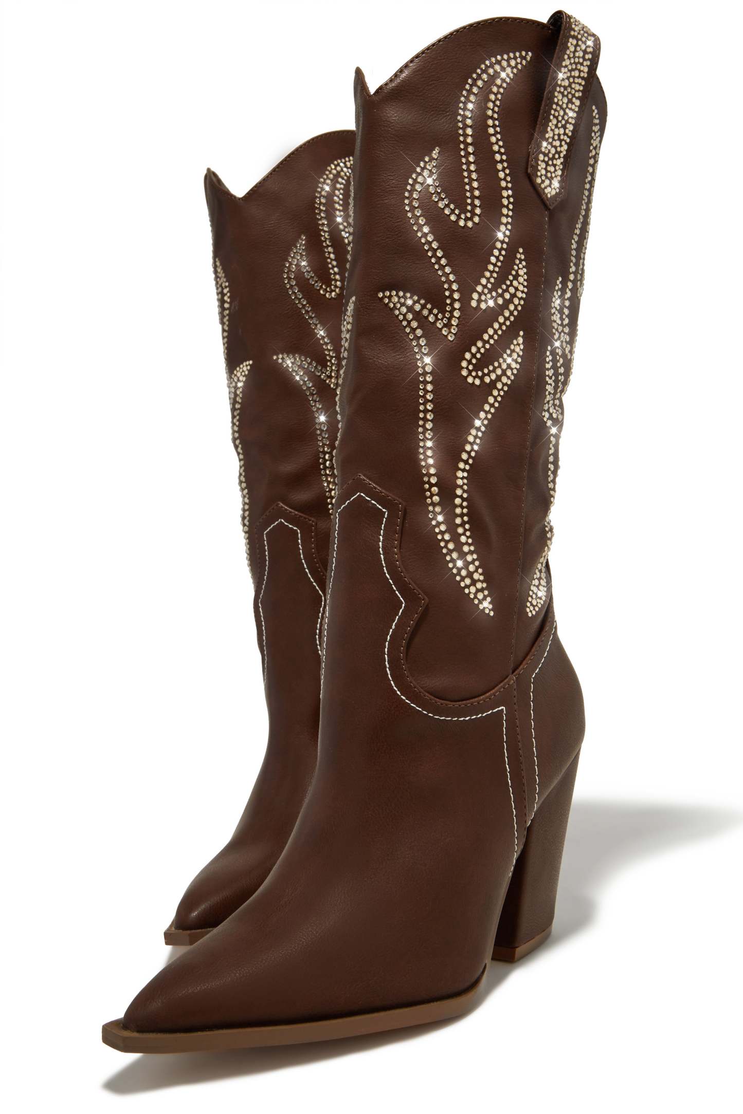 Main Stage Embellished Cowgirl Boots - Brown-Laseno.All Rights Reserved.