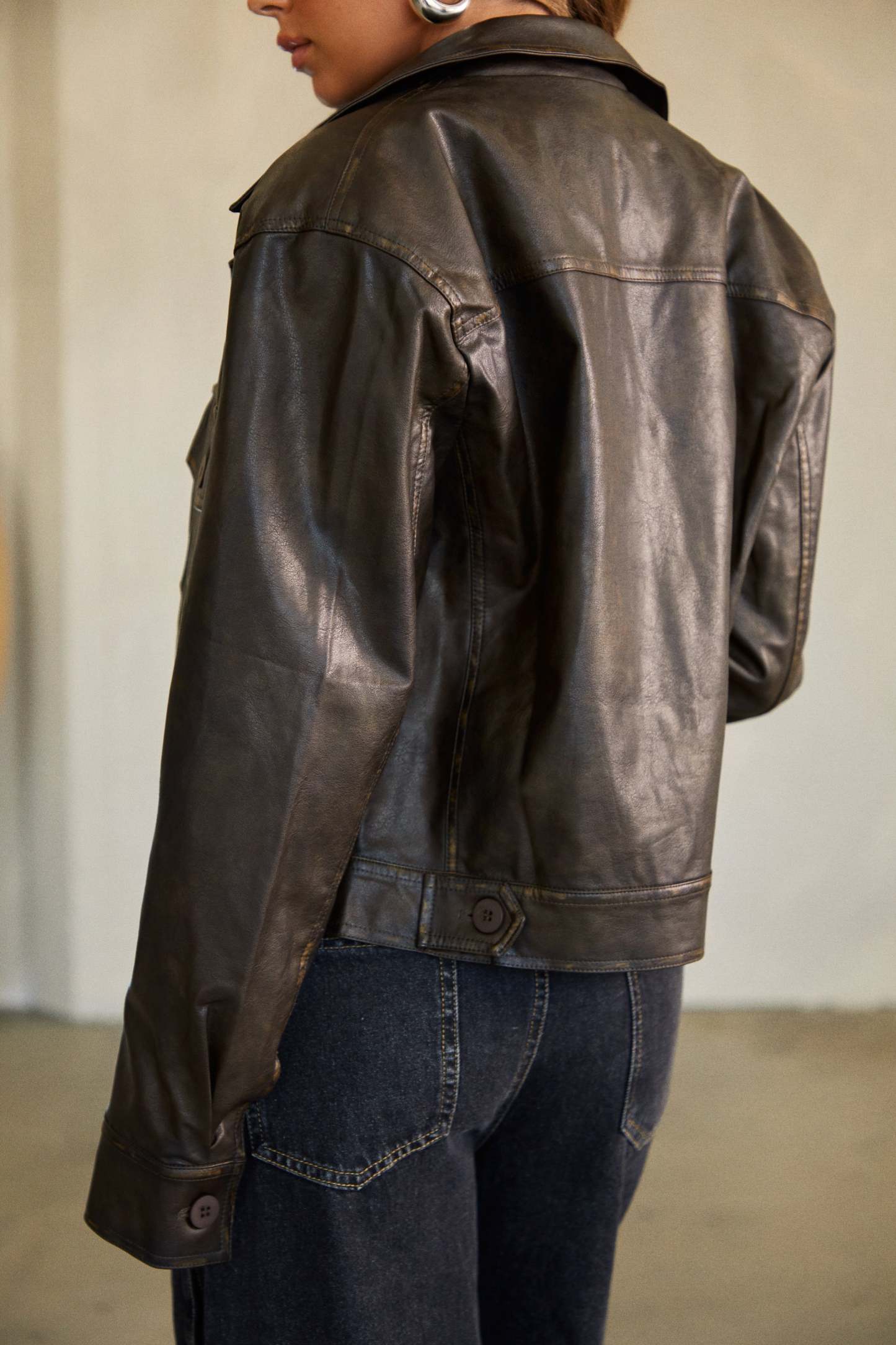 Siani PU Jacket - Brown-Laseno.All Rights Reserved.