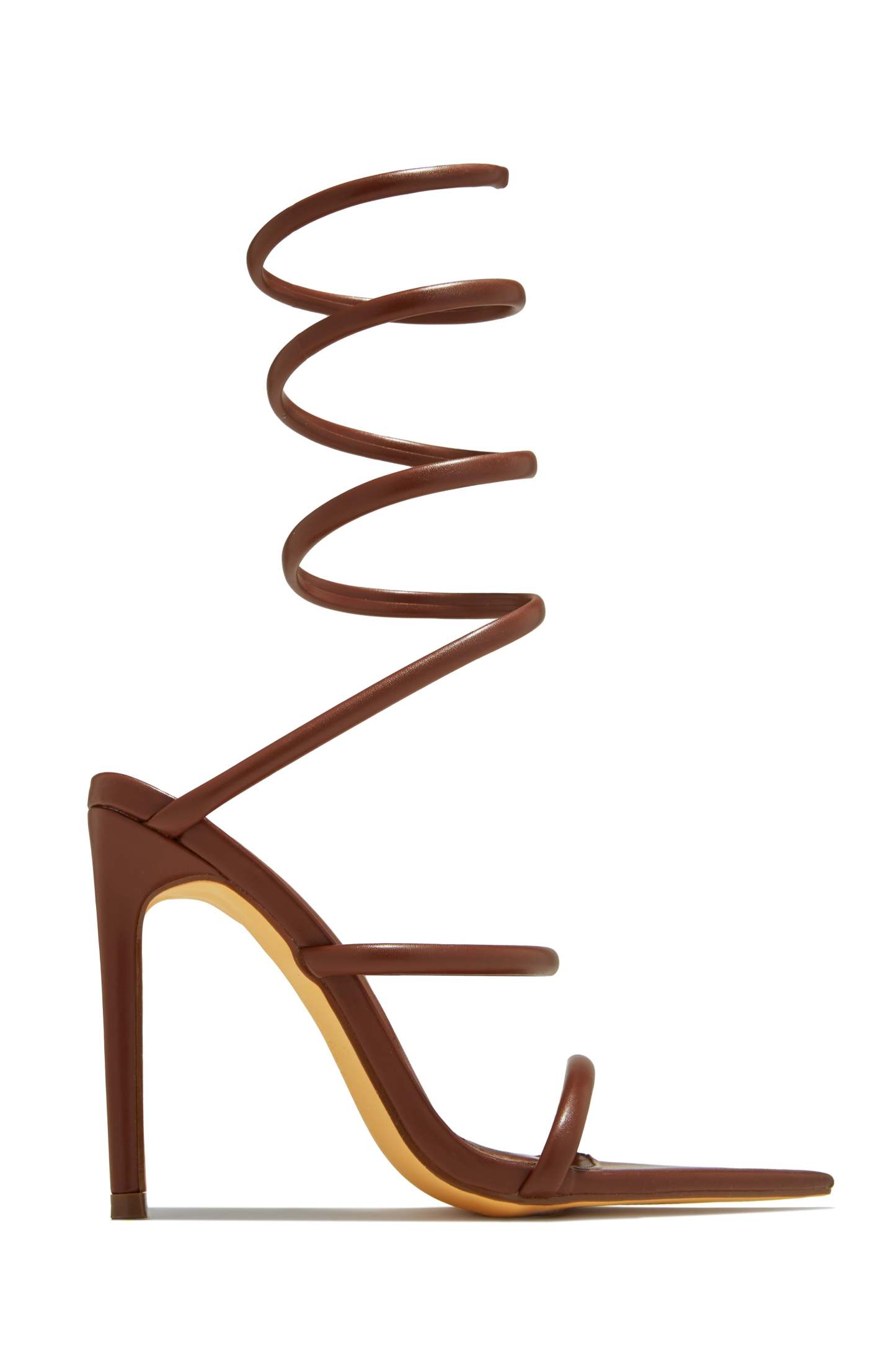 Nathalie Around The Ankle Coil High Heels - White-Laseno.All Rights Reserved.