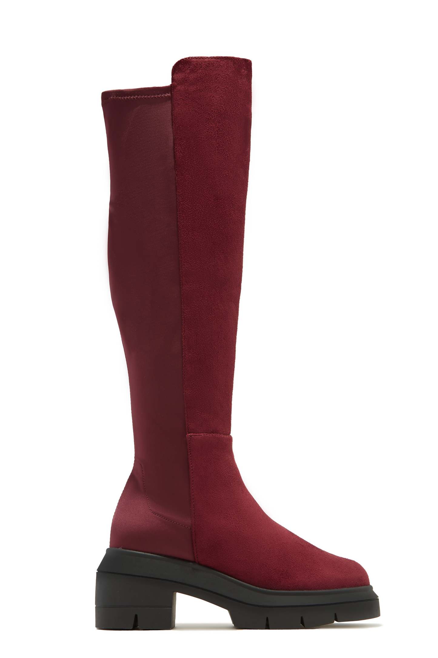 Zerah Over The Knee Boots - Burgundy-Laseno.All Rights Reserved.