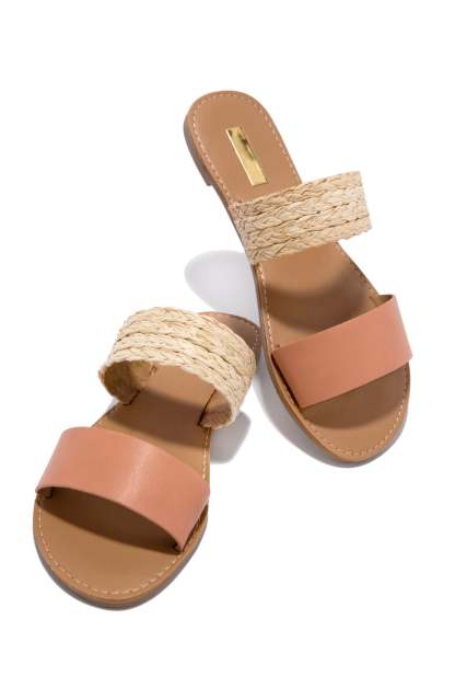 Spring Breaker Flat Slip On Sandals - White-Laseno.All Rights Reserved.