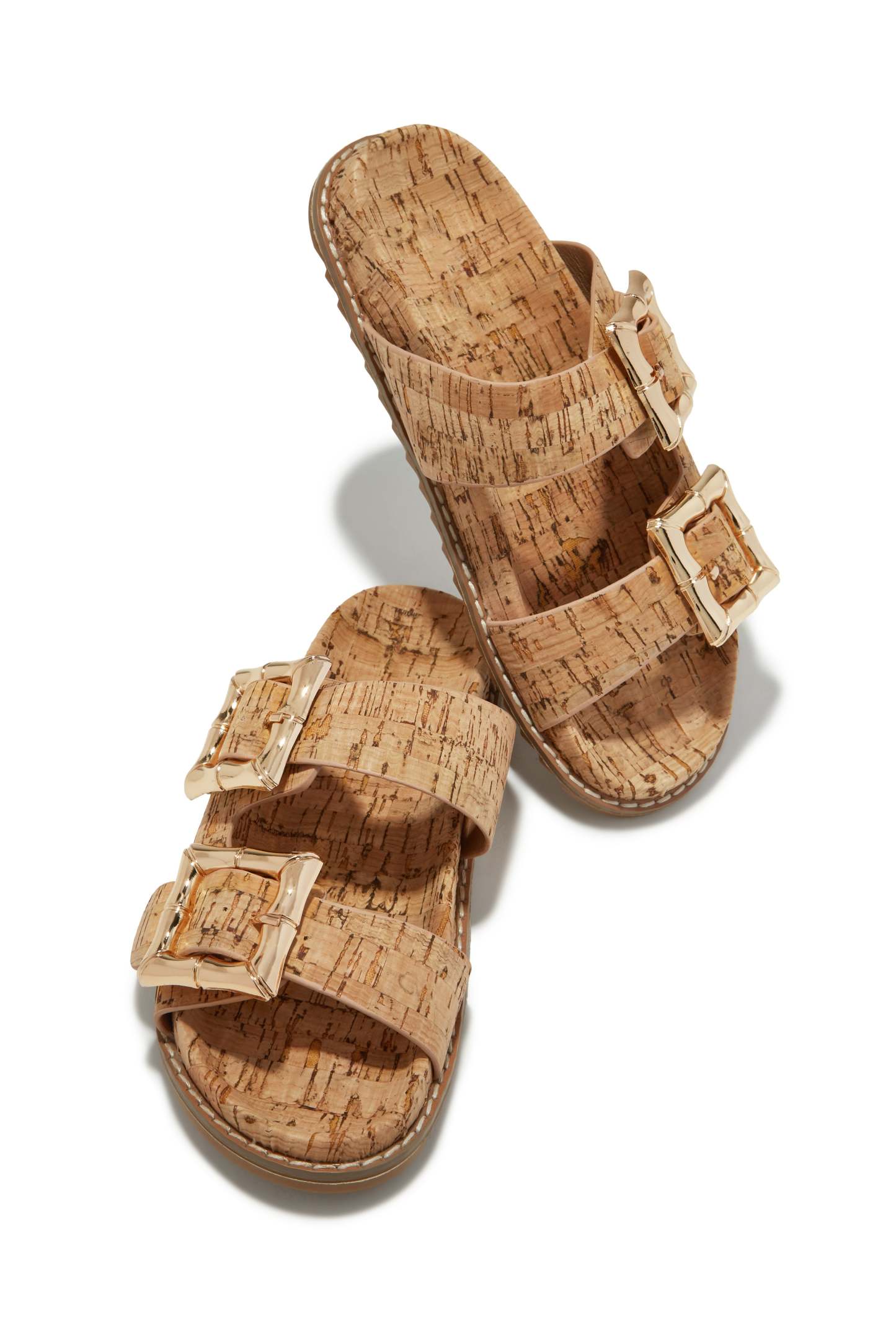 Neylana Chunky Slip On Sandals - Natural-Laseno.All Rights Reserved.