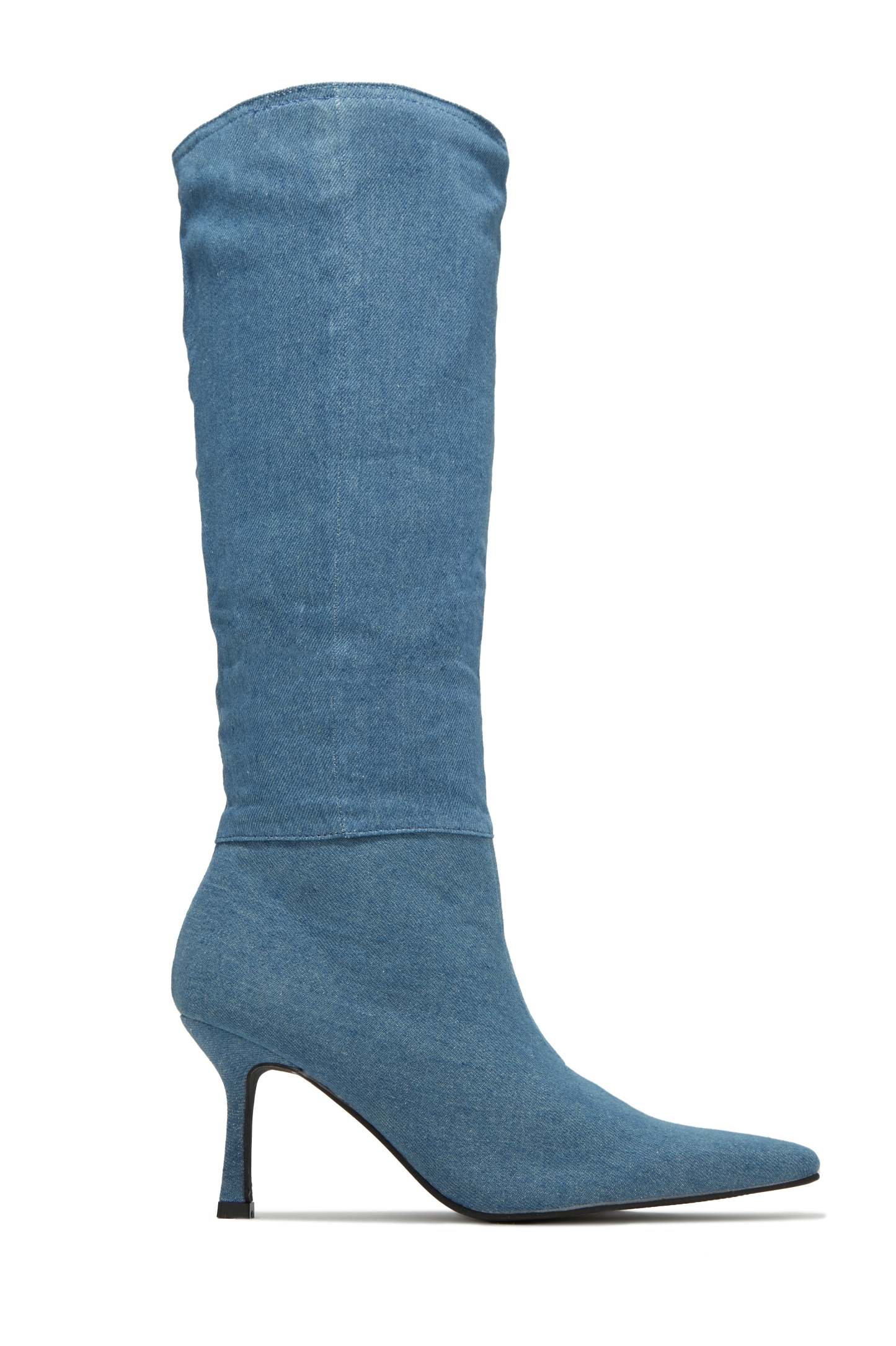 Lolita Slouched Knee High Boots - Denim-Laseno.All Rights Reserved.