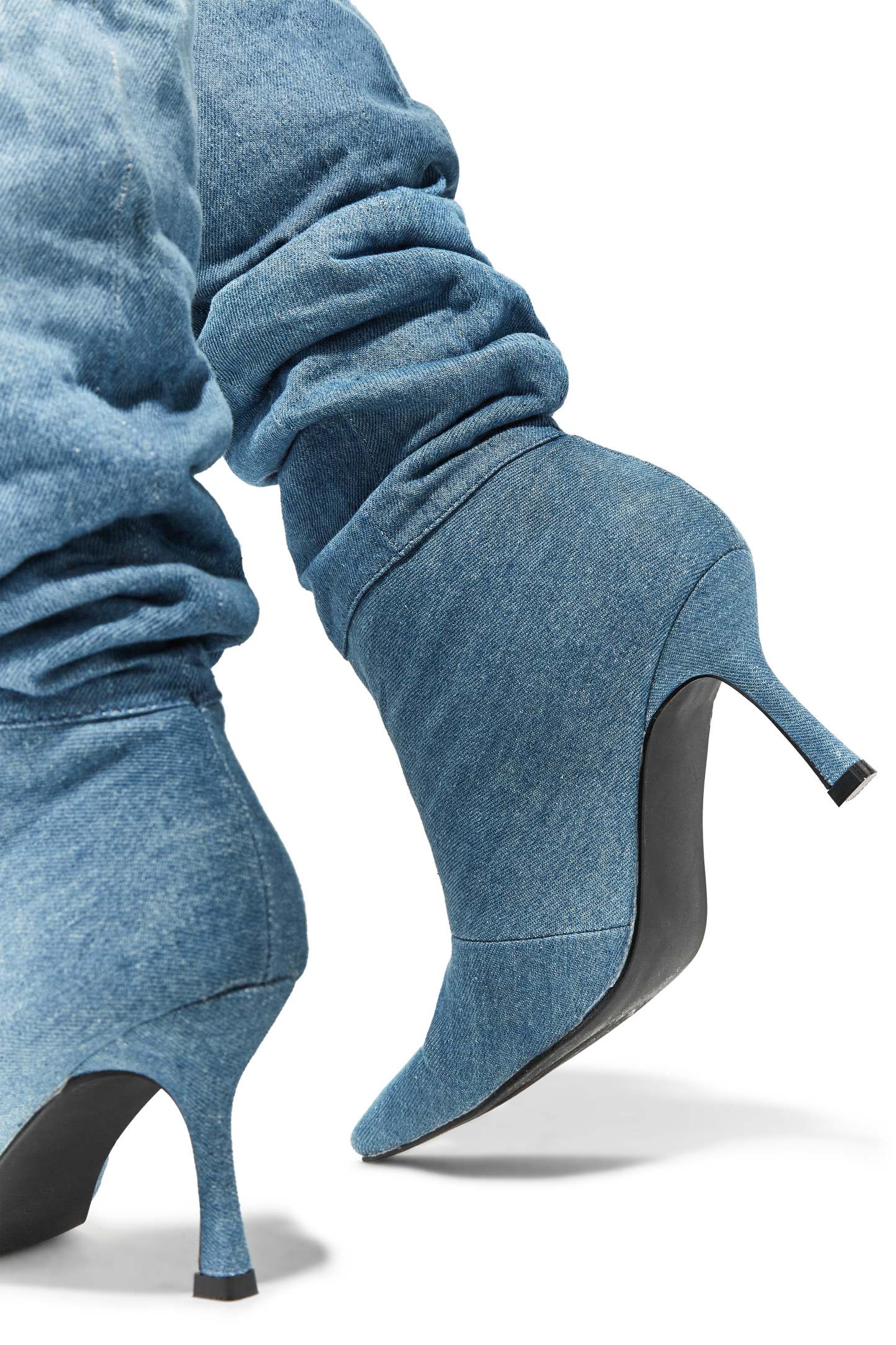 Lolita Slouched Knee High Boots - Denim-Laseno.All Rights Reserved.