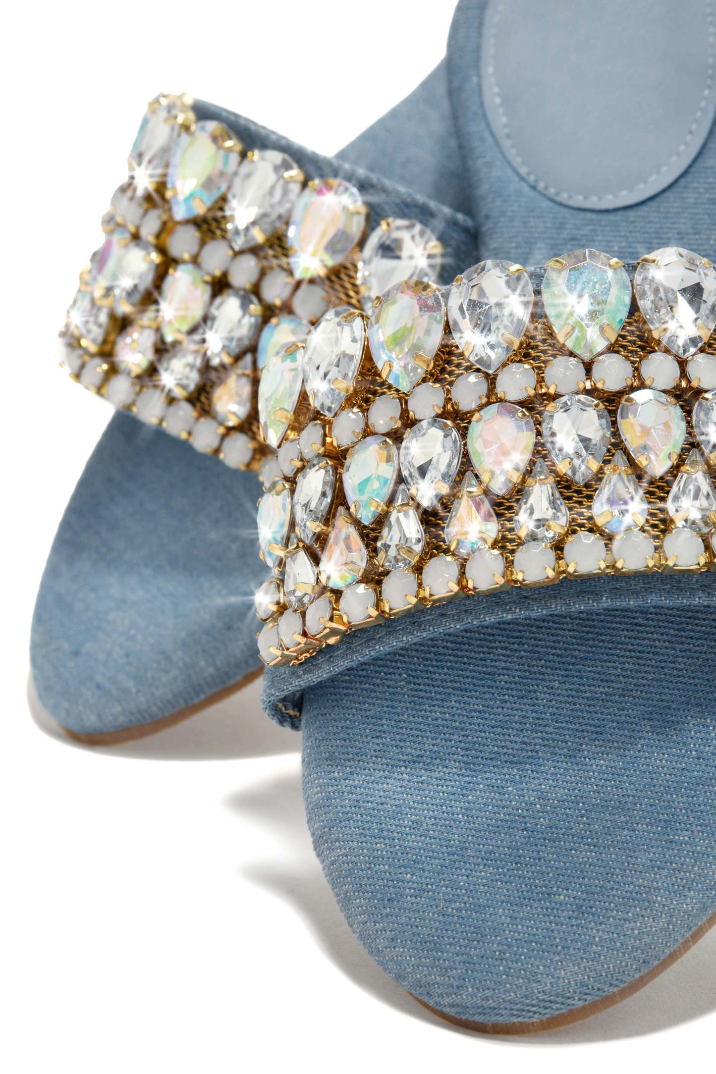 Isla Bonita Embellished Slip On Sandals - Denim-Laseno.All Rights Reserved.