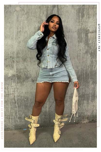 Shayla Two Piece Denim Set - Denim-Laseno.All Rights Reserved.