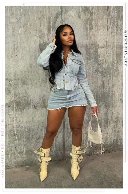 Shayla Two Piece Denim Set - Denim-Laseno.All Rights Reserved.