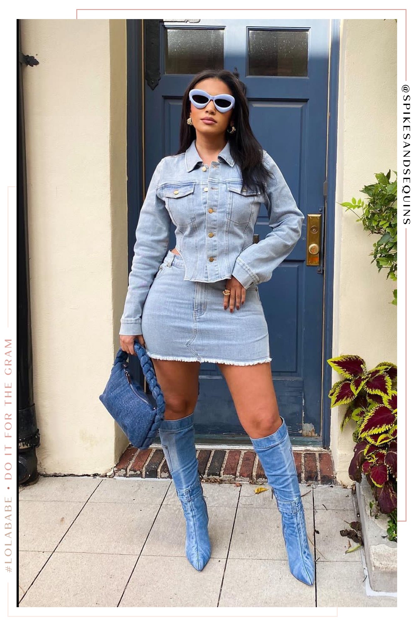 Shayla Two Piece Denim Set - Denim-Laseno.All Rights Reserved.