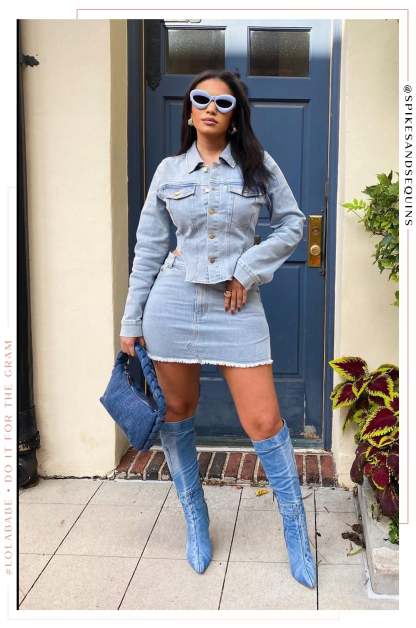 Shayla Two Piece Denim Set - Denim-Laseno.All Rights Reserved.