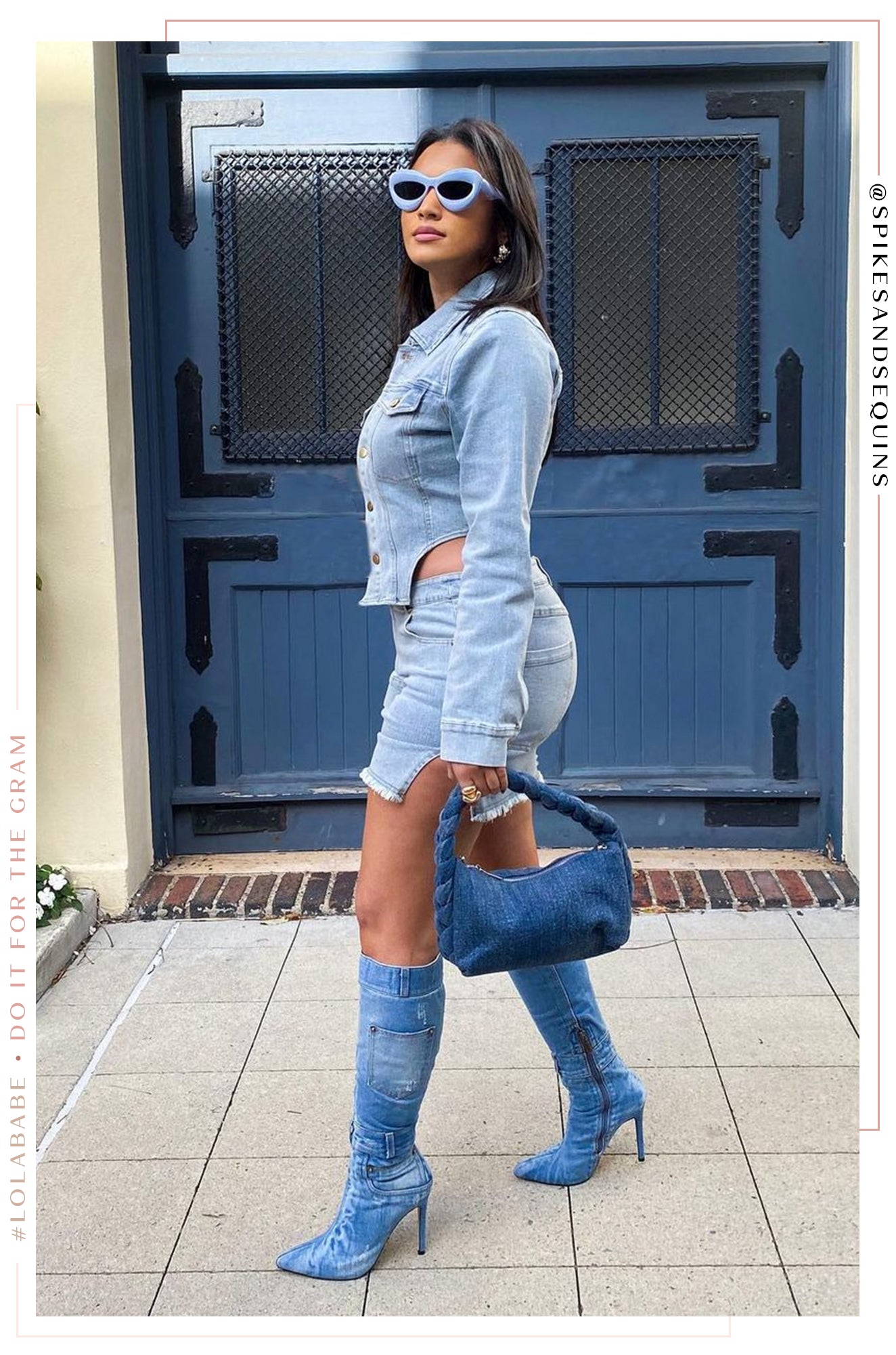 Shayla Two Piece Denim Set - Denim-Laseno.All Rights Reserved.