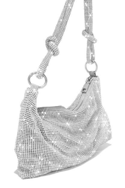 Ziana Embellished Shoulder Bag - Silver-Laseno.All Rights Reserved.
