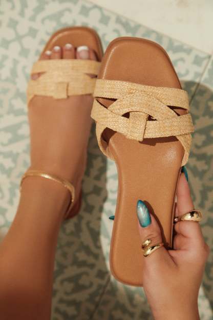 Maile Slip On Sandals - Natural-Laseno.All Rights Reserved.