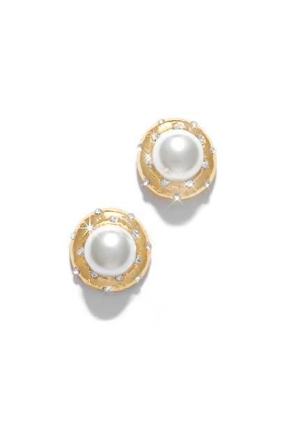 Vera Faux Pearl Embellished Earring - Gold-Laseno.All Rights Reserved.