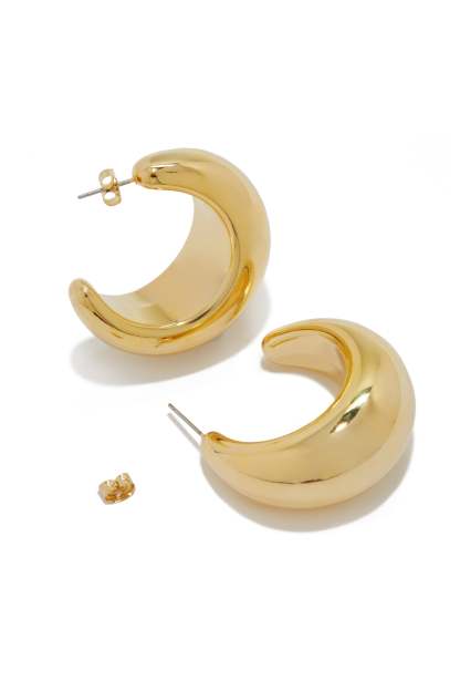 Luna Chunky Hoop Earring - Gold-Laseno.All Rights Reserved.