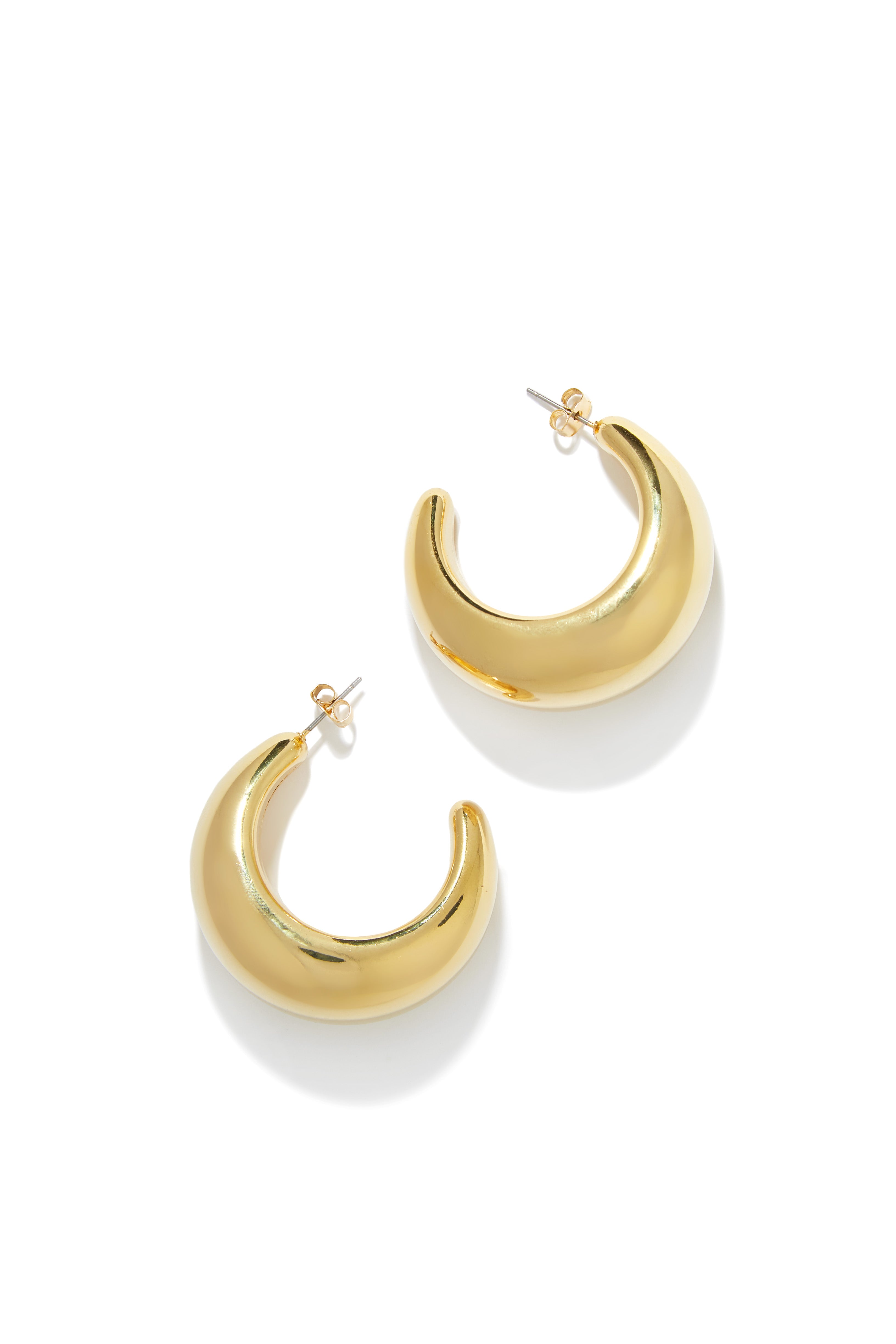 Luna Chunky Hoop Earring - Gold-Laseno.All Rights Reserved.