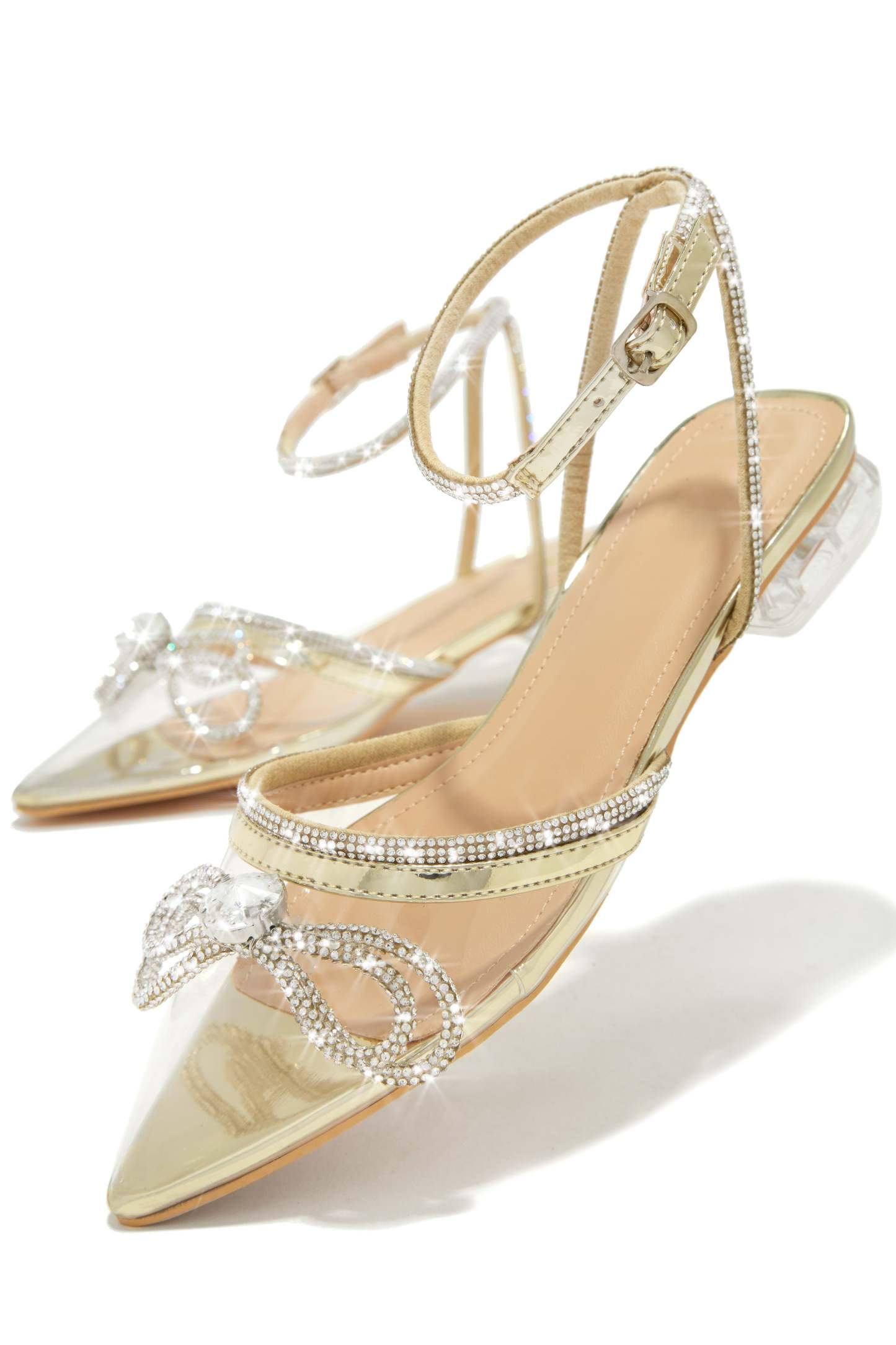 The Afterparty Embellished Pointed Toe Flats - Gold-Laseno.All Rights Reserved.