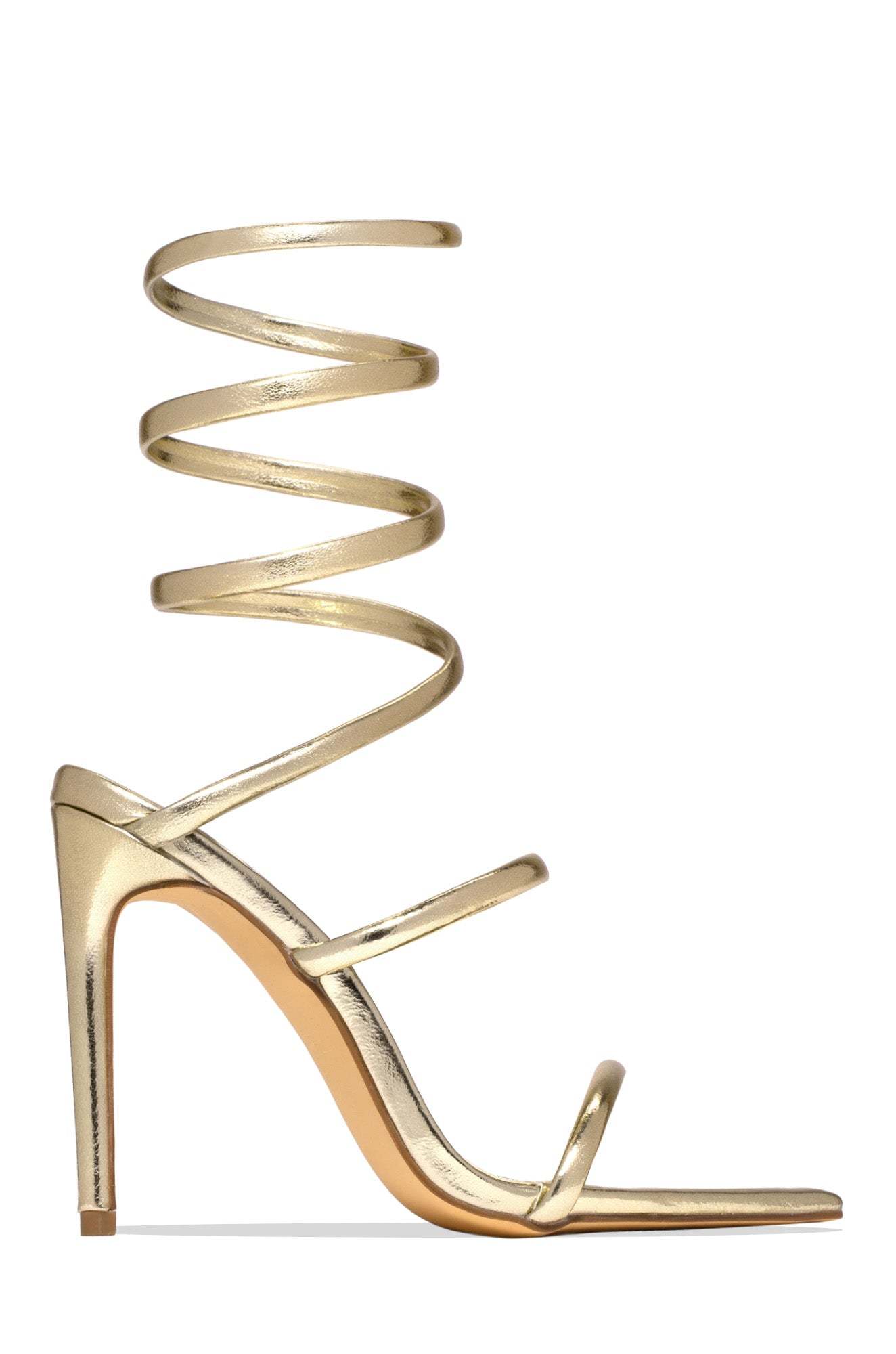 Nathalie Around The Ankle Coil High Heels - White-Laseno.All Rights Reserved.