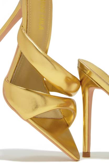 Ryett High Heel Mules - Gold-Laseno.All Rights Reserved.