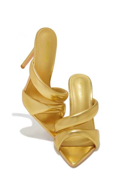 Ryett High Heel Mules - Gold-Laseno.All Rights Reserved.