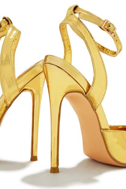 Vixen Mary Jane Strap High Heels - Gold-Laseno.All Rights Reserved.