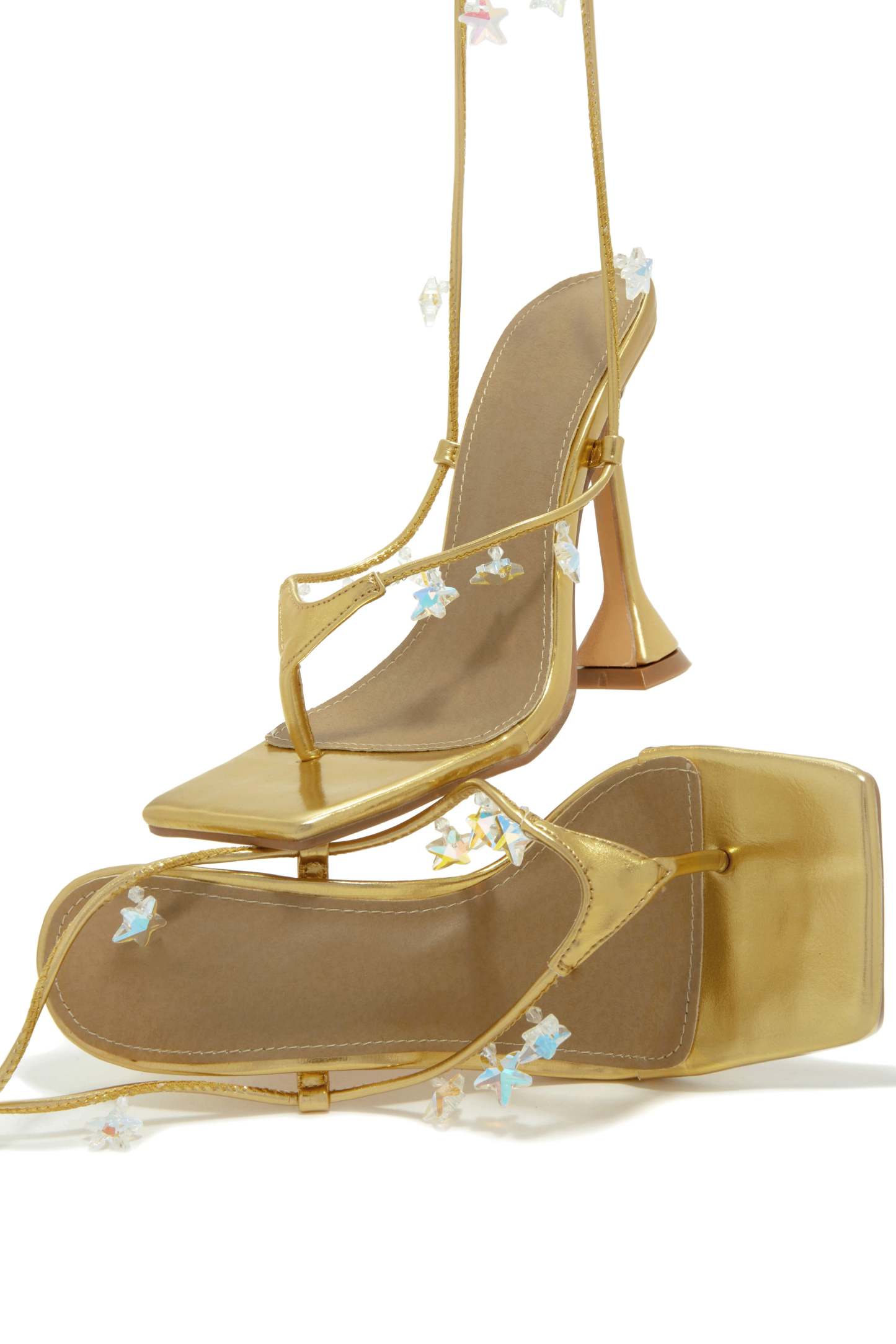 Haven Lace Up High Heels - Gold-Laseno.All Rights Reserved.