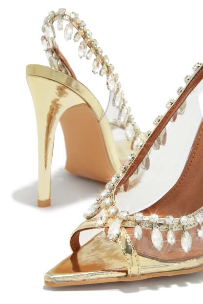 Under The Stars Embellished Slingback Pumps - Gold-Laseno.All Rights Reserved.