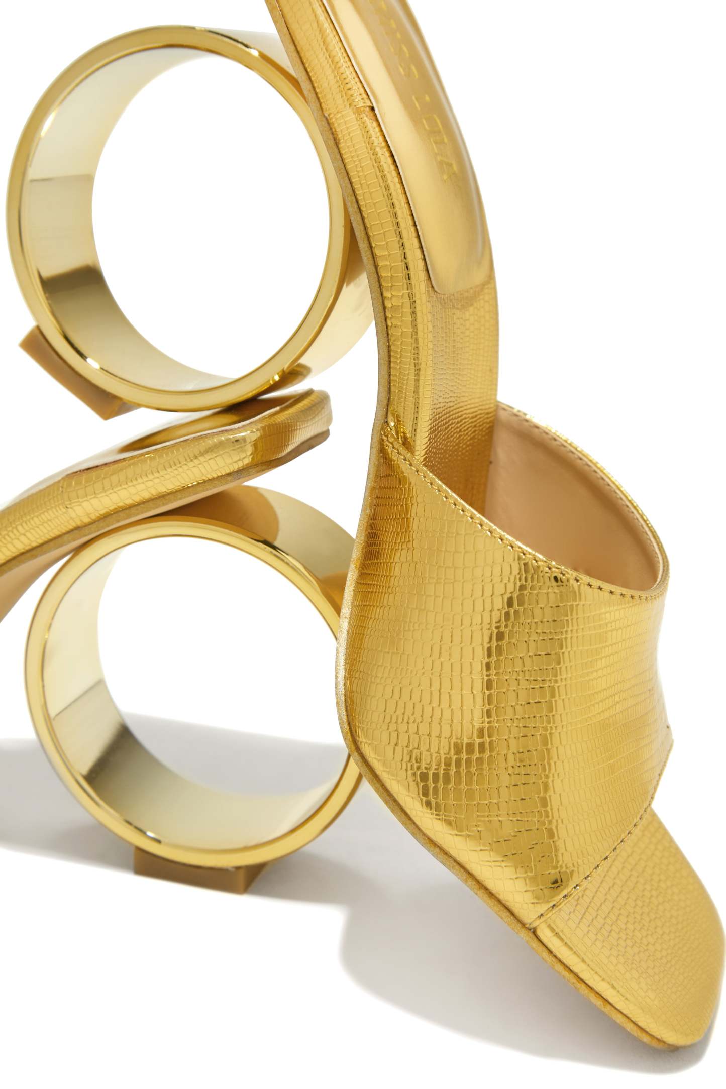 Naomi Sphere Heel Mules - Gold-Laseno.All Rights Reserved.