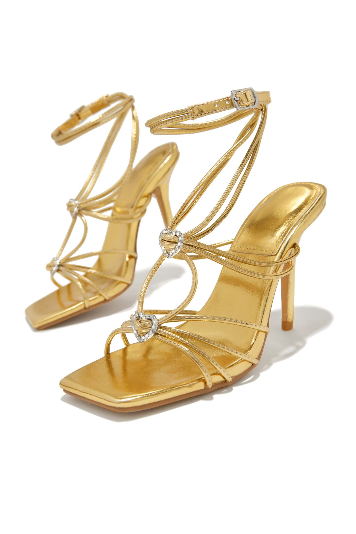 Lovestruck Embellished Strappy High Heels - Gold-Laseno.All Rights Reserved.