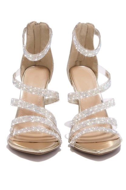 Private Parties Embellished High Heels - Gold-Laseno.All Rights Reserved.
