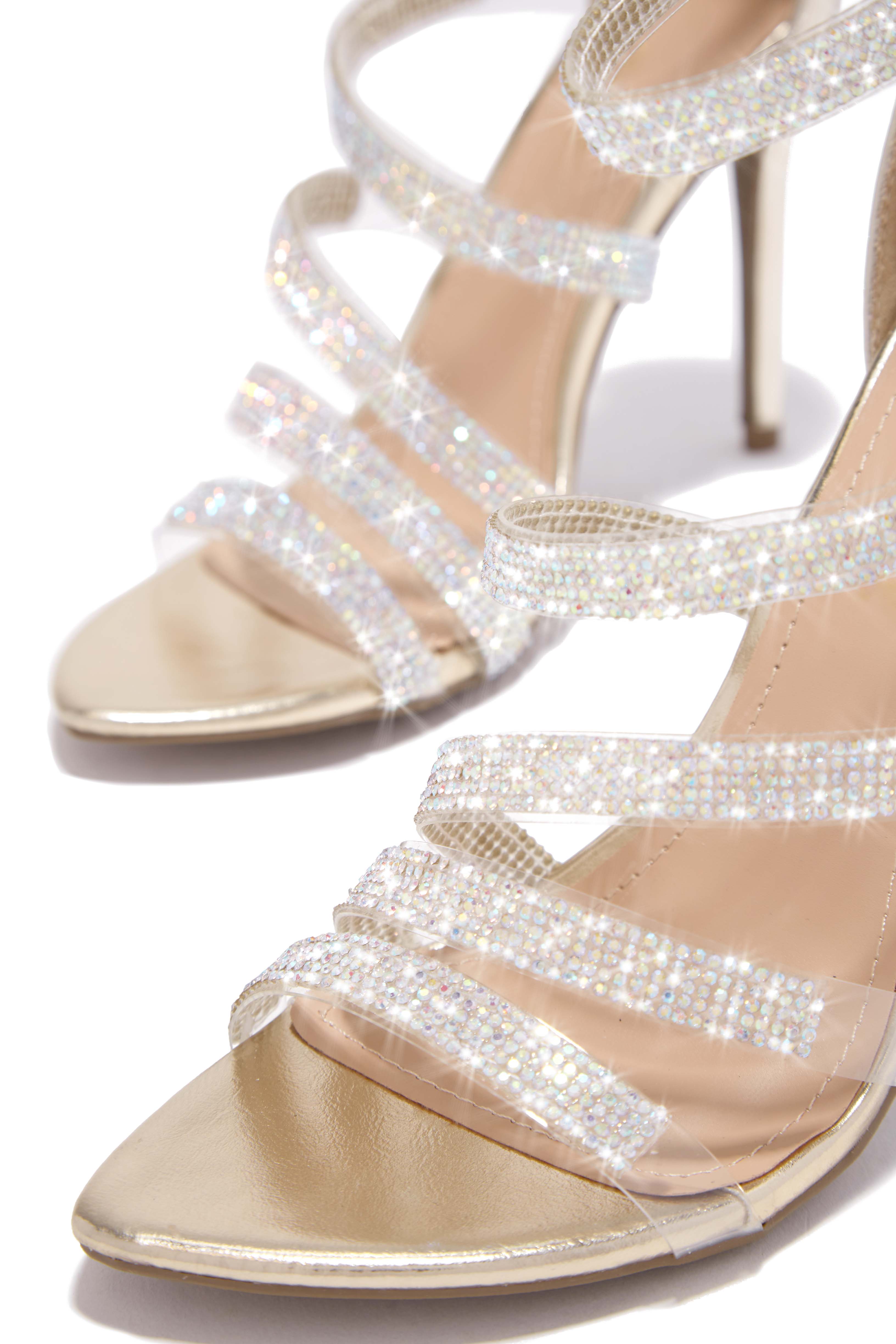 Private Parties Embellished High Heels - Gold-Laseno.All Rights Reserved.