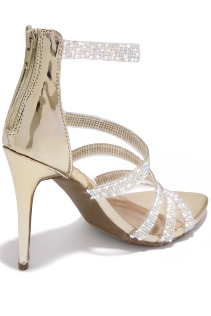 Private Parties Embellished High Heels - Gold-Laseno.All Rights Reserved.