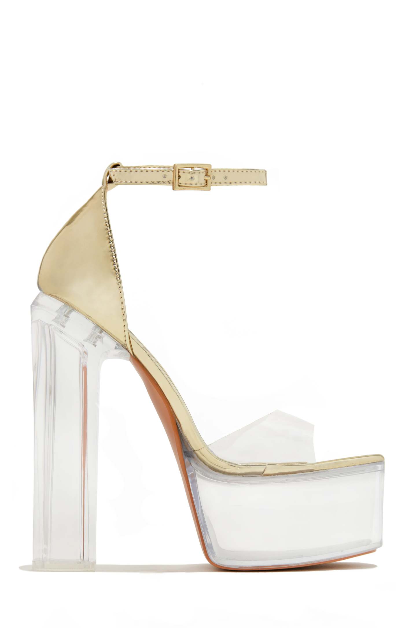 High Rise Platform Block High Heels - Gold-Laseno.All Rights Reserved.